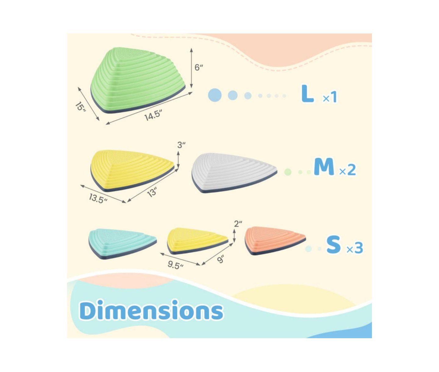 Детские игрушки HONGGE Balance Stepping Stones Set of Six, Ages 3+, цвет: Разноцветный — фото 3