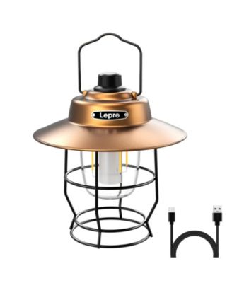 Vintage LED Rechargeable Metal Camping Lantern, Dimmable 3 Lighting Modes, Up to 450LM