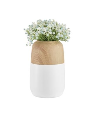 Nora Burk Two Tone Cylindrical Tabletop Vase - White and Beech