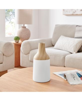 Nora Kanna Bottle Two Tone Tabletop Vase - White and Beech