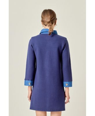 Women's Mixed Media Knit Dress With Denim