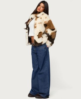 Women's Rayan Cow Print Faux Fur Jacket