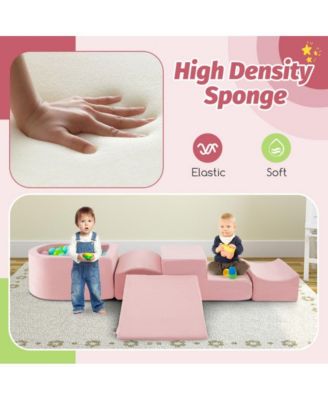 Kid's Soft Climbing Blocks Set with Slide Step Shapes and Ball Pit for Indoor Play