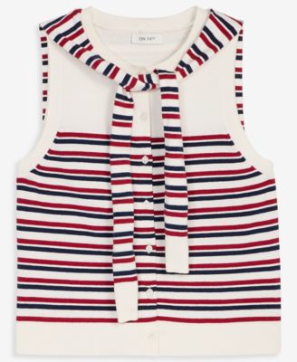 Women's Tie-Neck Sleeveless Sweater