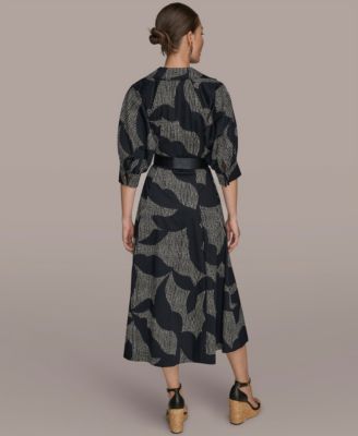 Women's Spread Collar Midi Shirt Dress