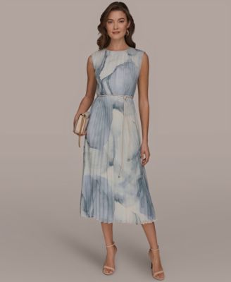 Women's Sleeveless Pleated A-Line Midi Dress