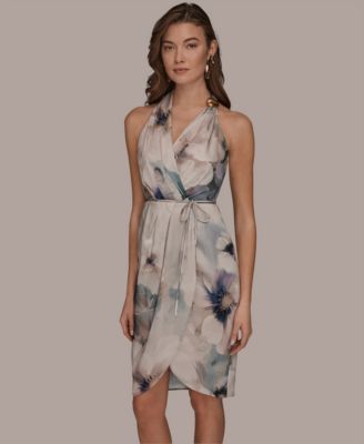 Women's Sleeveless Floral V-Neck Sheath Dress