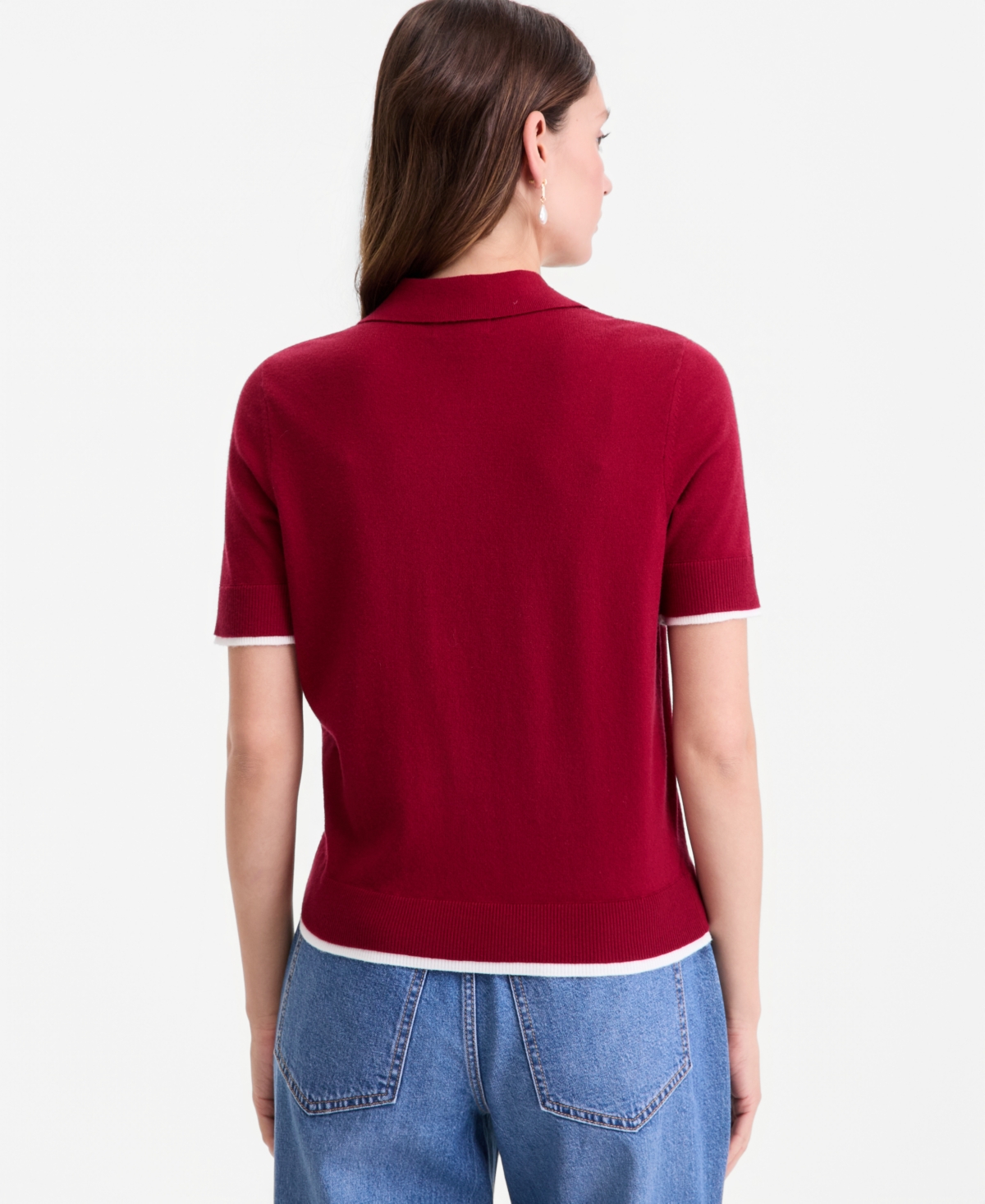 On 34th Women's Short-Sleeve Tipped Polo Sweater, Macy's Exclusive