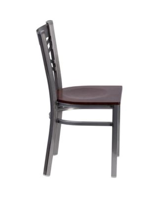 Clear Coated "X" Back Metal Restaurant Dining Chair