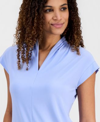 Women's Gathered-Neck Cap-Sleeve Top