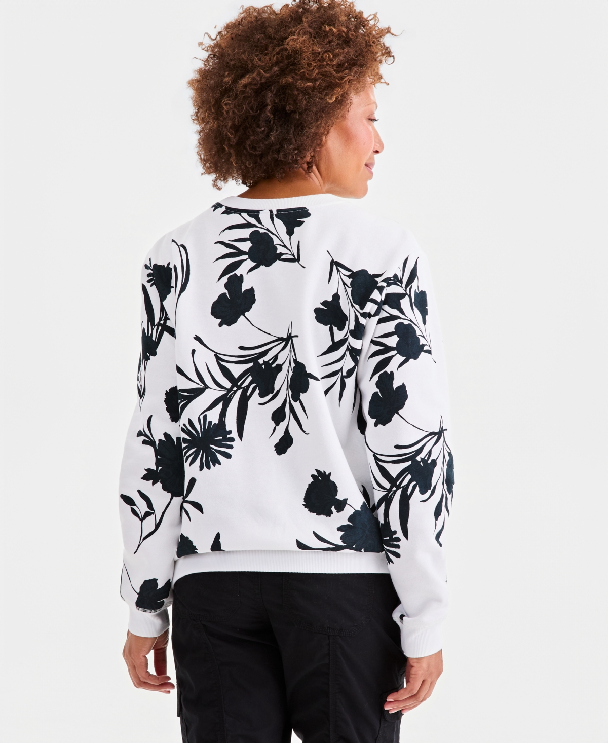 Style & Co Women's Printed Fleece Crewneck Sweatshirt, Macy's Exclusive