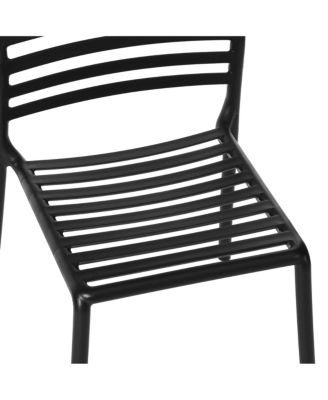 3-Piece Outdoor Metal Round Dining Table Set With Stackable Resin Patio Dining Chairs