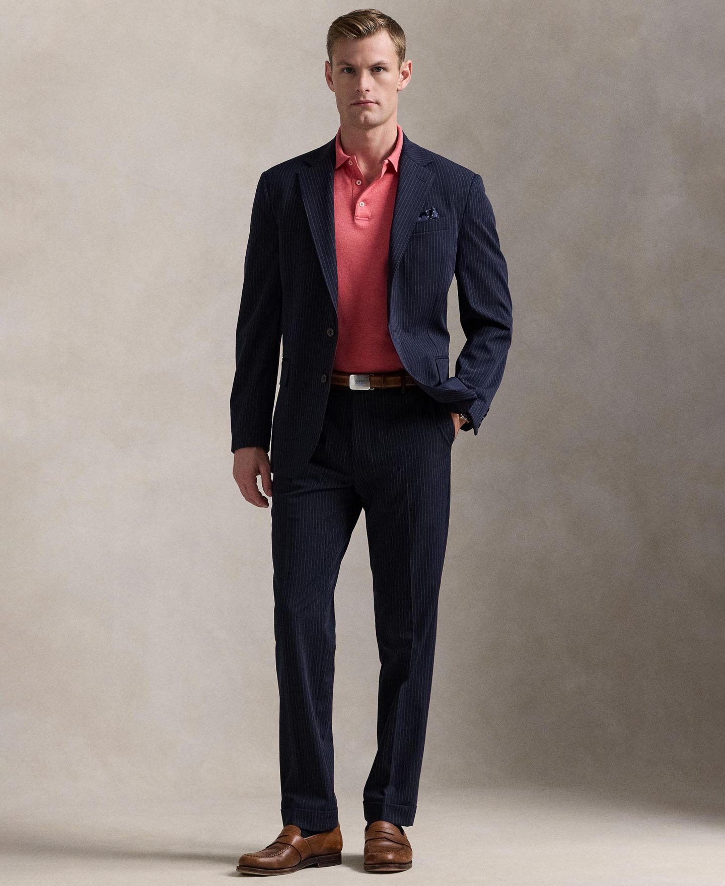 Мужское поло Polo Ralph Lauren Custom Slim-Fit Soft Cotton Polo Shirt, цвет: Розовый меланжевый — фото 2
