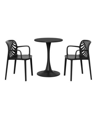 3-Piece Outdoor Indoor Metal Patio Dining Table Set With Stackable Patio Chairs