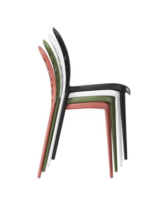 3-Piece Outdoor Indoor Metal Patio Dining Table Set With Stackable Polypropylene Patio Side Chairs