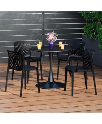 5-Piece Outdoor Indoor Metal Patio Dining Table Set With Stackable Patio Arm Chairs