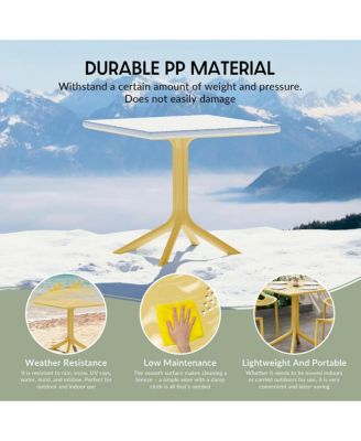 5-Piece Modern Patio Square Dining Table Set with Stackable Patio Dining Chairs