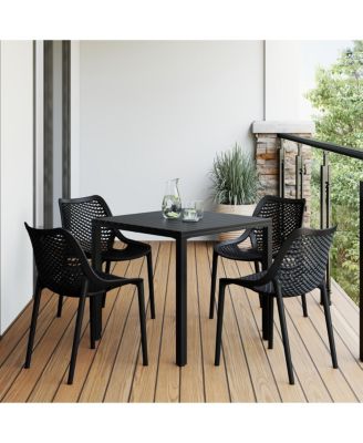 5-Piece Outdoor Patio Metal Frame Dining Table Set with Stackable Patio Dining Chairs