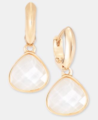 Mother-of-Pearl Charm Huggie Hoop Earrings