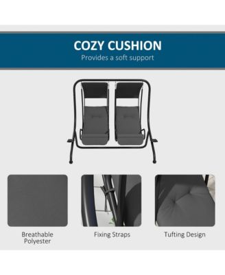 2-Seat Patio Swing Chair w/ Removable Canopy & Cup Holders,