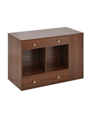 Walnut Closet Island with Drawers, Glass Top, Shelves & Jewelry Storage
