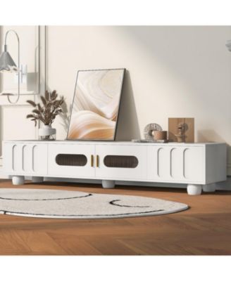 80 Inch Wood Glass Door TV Stand