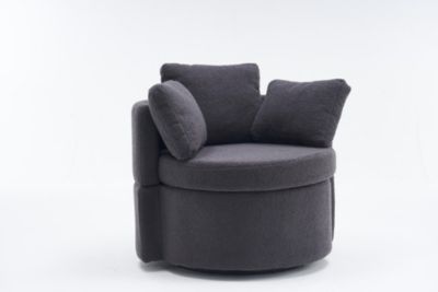 Cozy Swivel Accent Chair with Storage and Throw Pillows