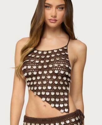 Women's Alora Iridescent Crochet Backless Top
