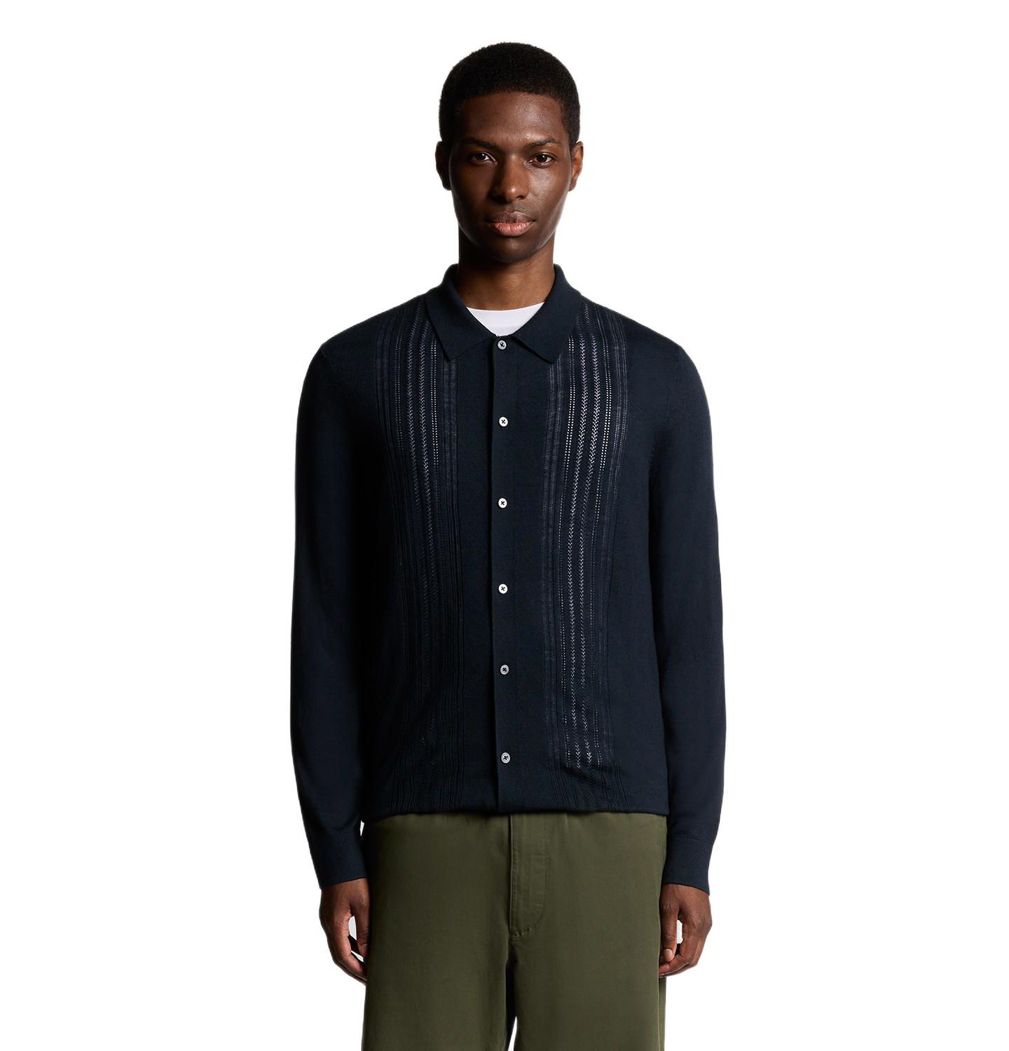 Мужская рубашка Lyle & Scott Long Sleeve Cable Knitted, цвет: Карбоновый — фото 1