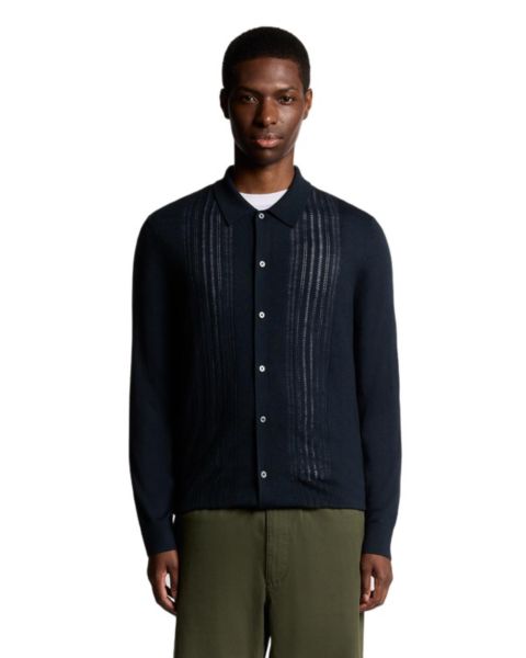Мужская рубашка Lyle & Scott Long Sleeve Cable Knitted, цвет: Карбоновый