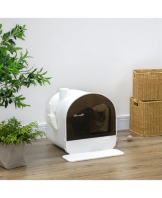 Covered Cat Litter Box with Lid, Tray & Filter - Indoor Cat Litter Pan with Scoop, 17x17x18.5"