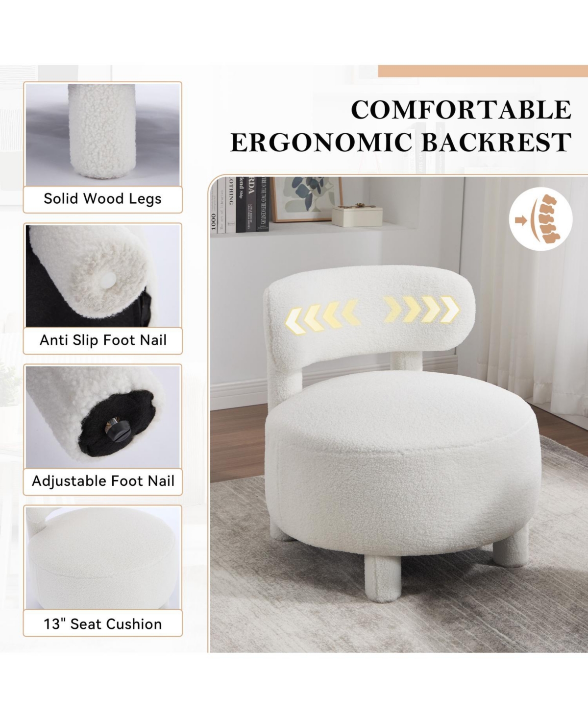 Streamdale Furniture Teddy Fabric Armless Accent Chair