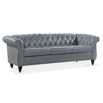 84.65" Rolled Arm Chesterfield 3-Seater Sofa