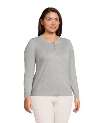 Plus Size Fine Gauge Cotton Cardigan Sweater