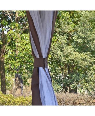 12' x 12' Round Outdoor Patio Gazebo Canopy with 2-Tier Roof,