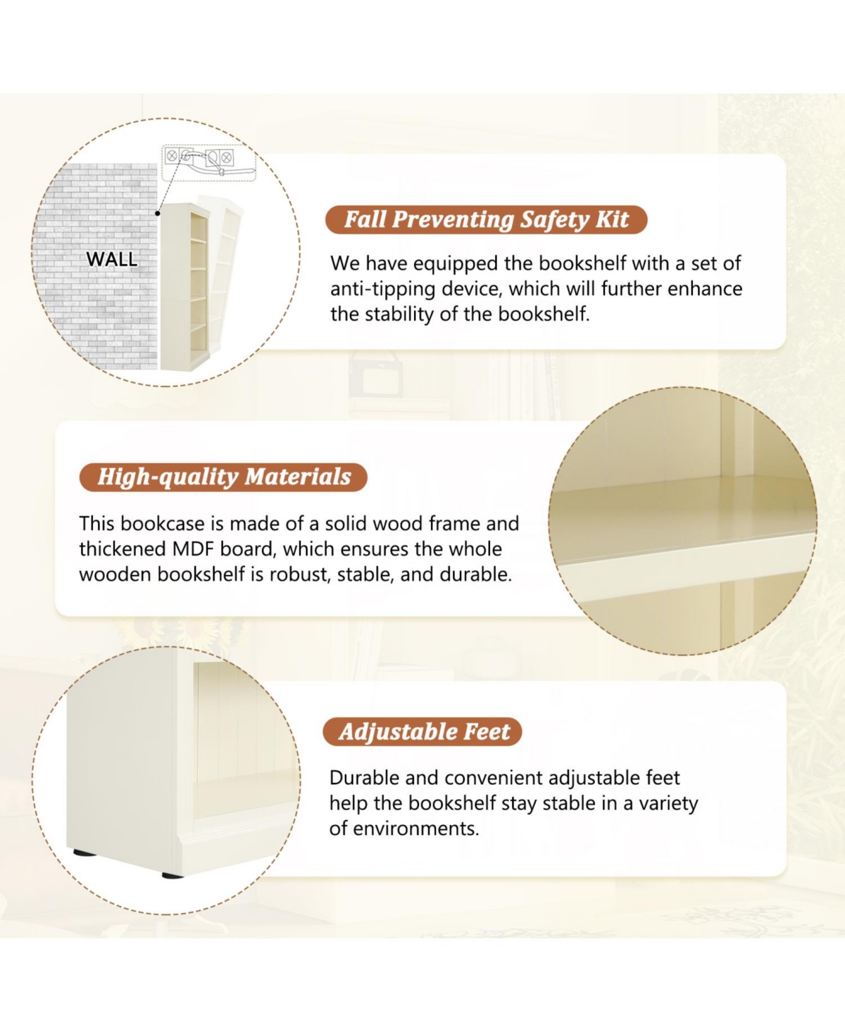 Streamdale 83" Tall 5-Tier Bookcase with Light & Adjustable Shelves