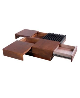 Acacia Wood Coffee Table - Retro Style with Storage