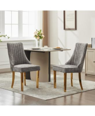 Chenille Dining Chairs Set of 2 (Gray)