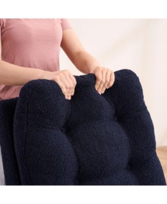Navy Blue Rocking Chair with Footrest & Pocket