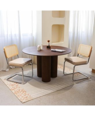 Streamdale Velvet Rattan Dining Chairs, Chrome Legs (Champagne, Set of 2