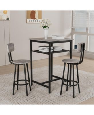 Bar table, equipped with 2 bar stools, with backrest and partition
