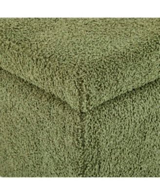  Green Boucle Storage Ottoman with Flip-Top Lid