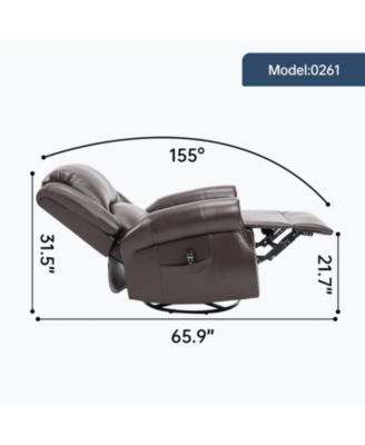 Streamdale Heat Massage Rocker Recliner Chair, Swivel Fabric, Brown