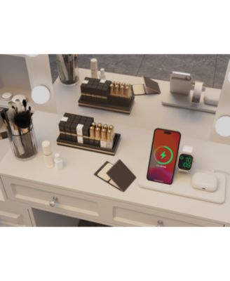 Vanity Desk with Lighted Mirror & Charging Station