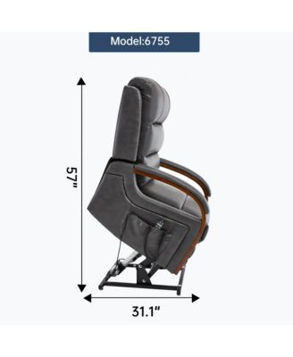 Dark Grey Leatheraire Power Lift Recliner w/ Heat & Massage