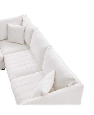 + 6-Piece + Fabric Upholstery + Modular Design with Ottoman & Pillows + Sectional Sofa