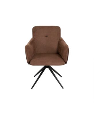 Swivel Upholstered Chairs with Metal Base (Dark Brown)