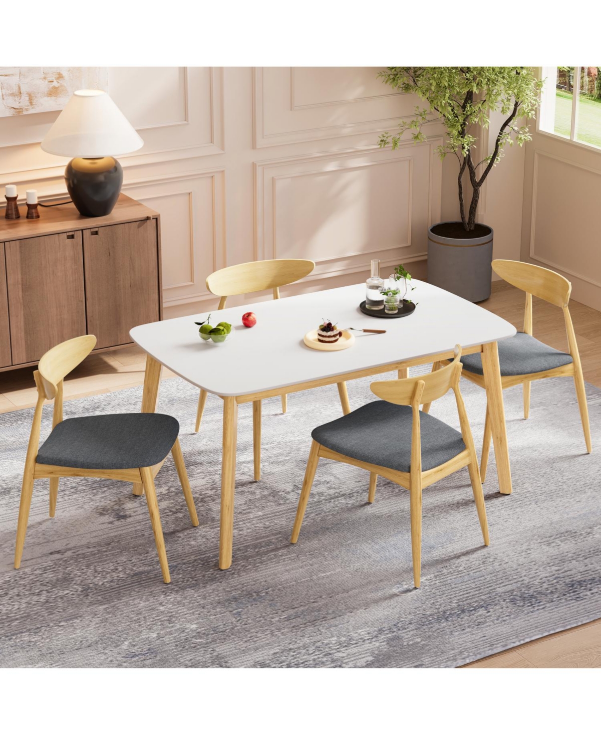 Streamdale Furniture 5-Piece Dining Set- Rubberwood Frame