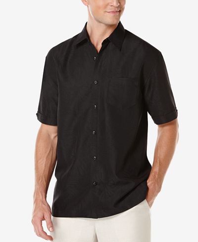 Cubavera Men's Big & Tall Floral Jacquard Short-Sleeve Shirt