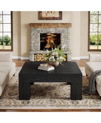 39.4-Inch Square Coffee Table for Living Room, Farmhouse All MDF Accent Center Cocktail Table